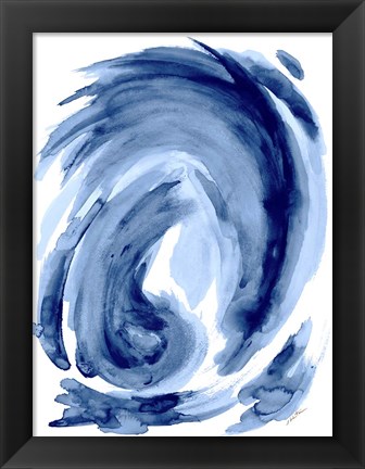 Framed Blue Swirl I Print