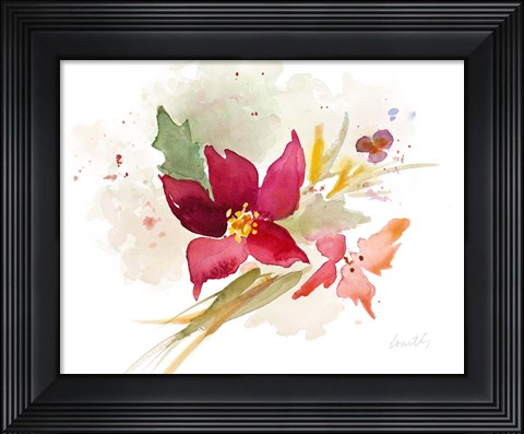 Framed Poinsettia Spray Print