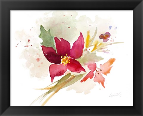 Framed Poinsettia Spray Print