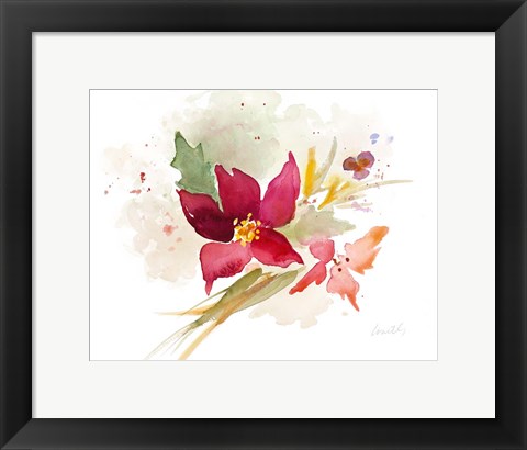 Framed Poinsettia Spray Print