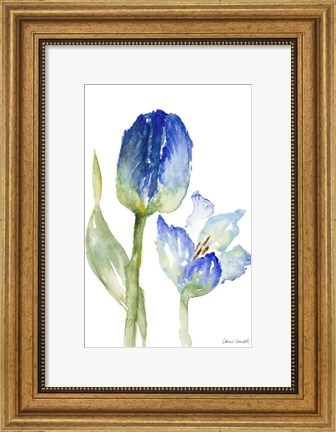 Framed Teal and Lavender Tulips I Print