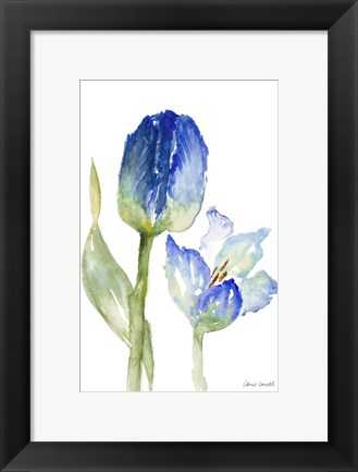 Framed Teal and Lavender Tulips I Print