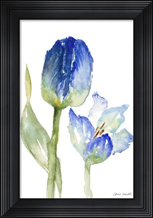 Framed Teal and Lavender Tulips I Print