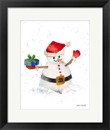 Framed Watercolor Snowman II Print