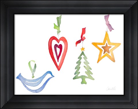 Framed Modern Christmas Ornaments Print