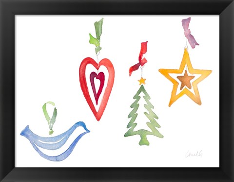 Framed Modern Christmas Ornaments Print