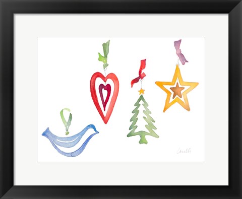 Framed Modern Christmas Ornaments Print