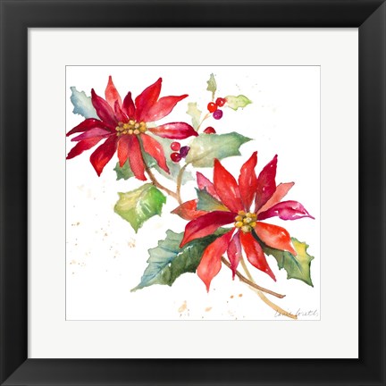 Framed Poinsettias I Print