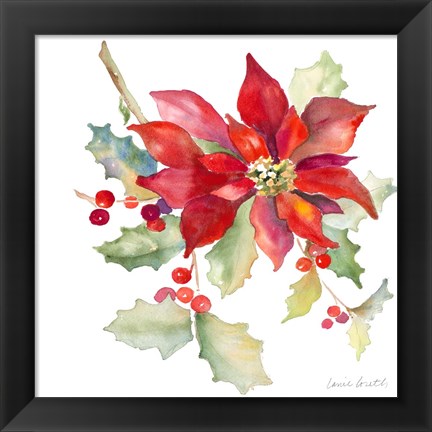 Framed Poinsettias II Print