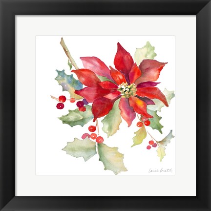 Framed Poinsettias II Print