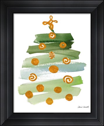 Framed Abstract Christmas Tree I Print