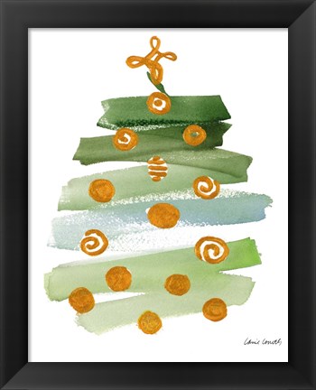 Framed Abstract Christmas Tree I Print