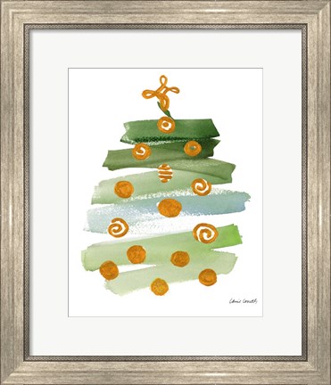 Framed Abstract Christmas Tree I Print