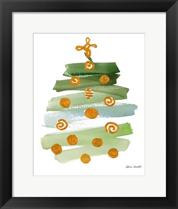 Framed Abstract Christmas Tree I Print