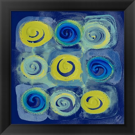 Framed Indigo Modern Joy I Print