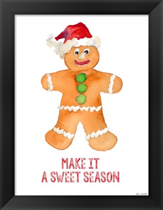 Framed Holiday Gingerbread Man I Print