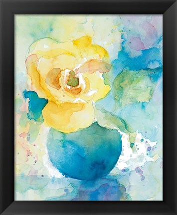 Framed Abstract Vase of Flowers I Print