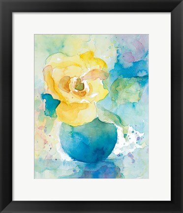 Framed Abstract Vase of Flowers I Print