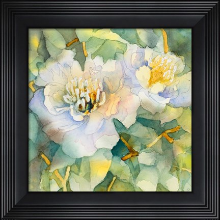 Framed White Peony Garden Print