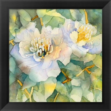 Framed White Peony Garden Print