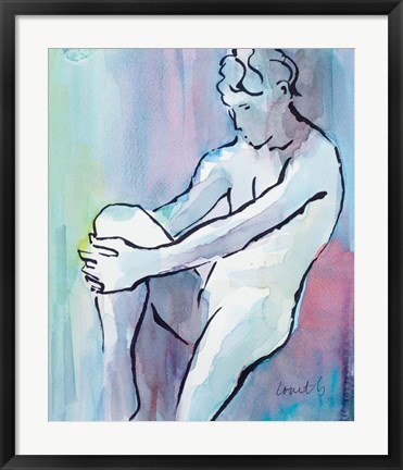 Framed Seated Male Figure Print