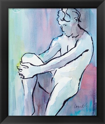 Framed Seated Male Figure Print