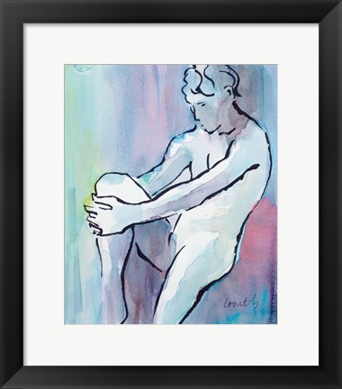 Framed Seated Male Figure Print