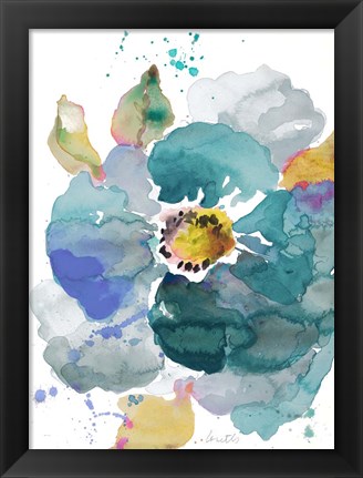 Framed Watercolor Modern Blue Poppy Print