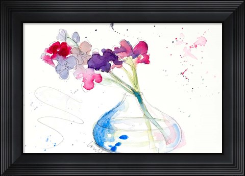 Framed Colorful Flowers in Clear Vase II Print