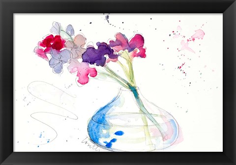 Framed Colorful Flowers in Clear Vase II Print