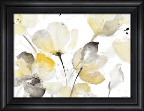 Framed Neutral Abstract Floral I Print