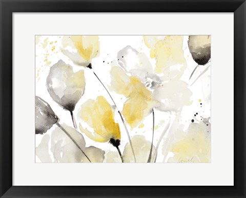 Framed Neutral Abstract Floral II Print