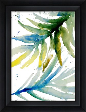 Framed Blue Green Palm Fronds II Print
