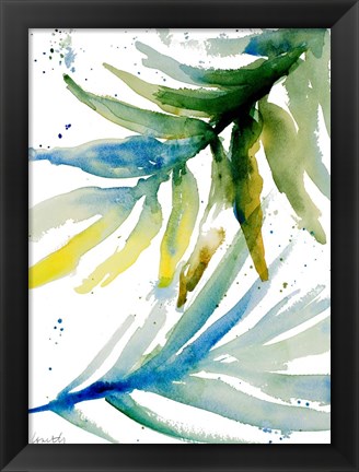 Framed Blue Green Palm Fronds II Print