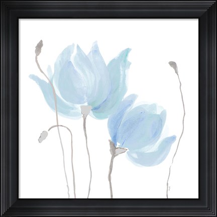 Framed Floral Sway Blue I Print