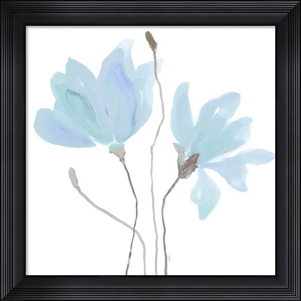 Framed Floral Sway Blue II Print