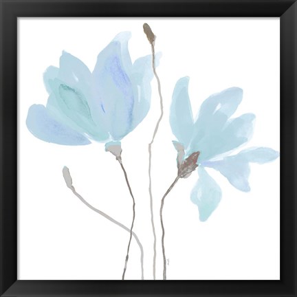 Framed Floral Sway Blue II Print