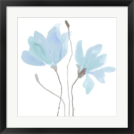 Framed Floral Sway Blue II Print