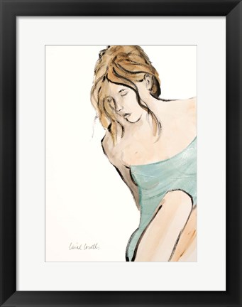 Framed Contemplative Woman II Print