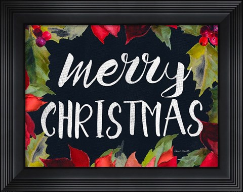 Framed Poinsettias and Greetings I Print