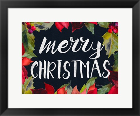 Framed Poinsettias and Greetings I Print