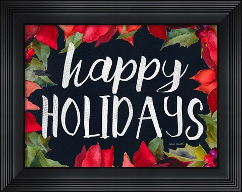 Framed Poinsettias and Greetings II Print