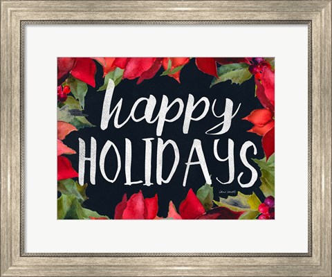 Framed Poinsettias and Greetings II Print