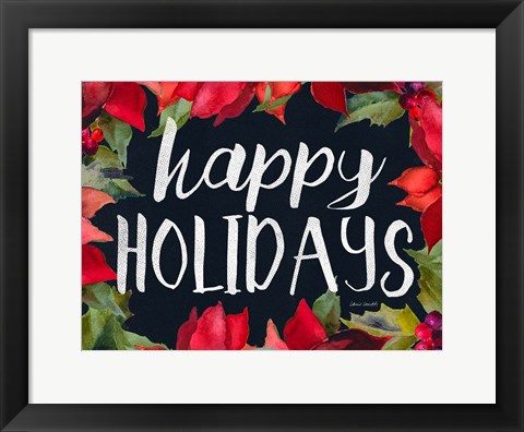 Framed Poinsettias and Greetings II Print