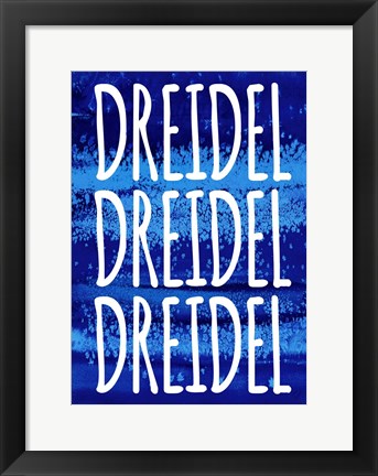 Framed Dreidel Blue Chant Print