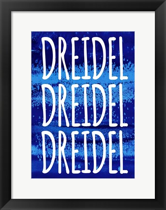 Framed Dreidel Blue Chant Print