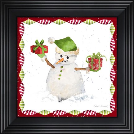 Framed Christmas Snowman I Print