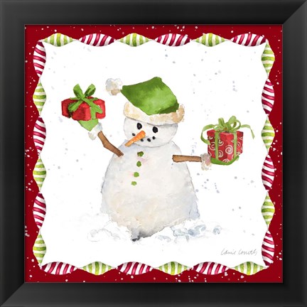 Framed Christmas Snowman I Print