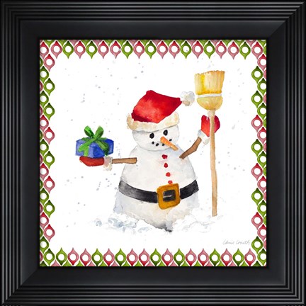Framed Christmas Snowman III Print