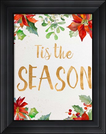 Framed Holiday Poinsettias I Print